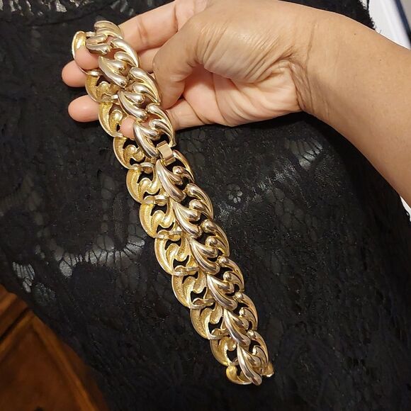 Vintage Chunky Link Chain Collar Necklace Foldover Clasp - Picture 6 of 6